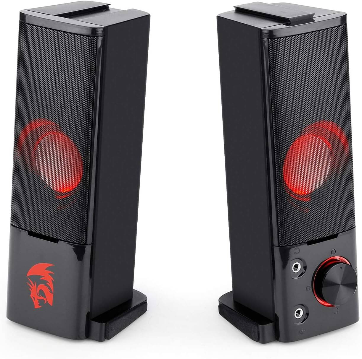 Redragon GS550 Orpheus PC Gaming Speakers, 2.0 Channel Desktop Computer Sound Bar with Compact Maneuverable Size, Headphone Jack, Quality Bass & Decent Red Backlit, USB Powered w/ 3.5mm Cable Redragon GS550 Orpheus PC Gaming Speakers, 2.0 Channel Desktop Computer Sound Bar with Compact Maneuverable Size, Headphone Jack, Quality Bass & Decent Red Backlit, USB Powered w/ 3.5mm Cable